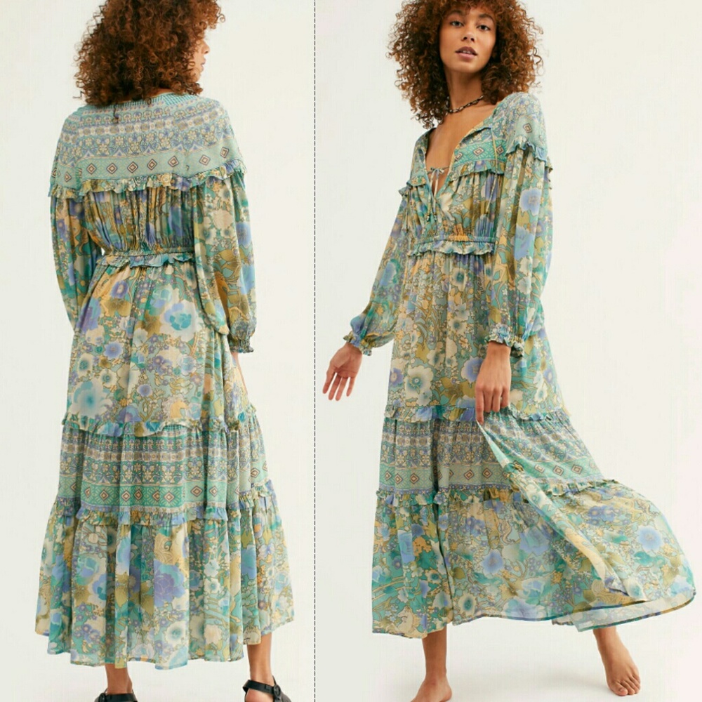 New spell x free people turquoise amethyst gown M - Picture 12 of 16